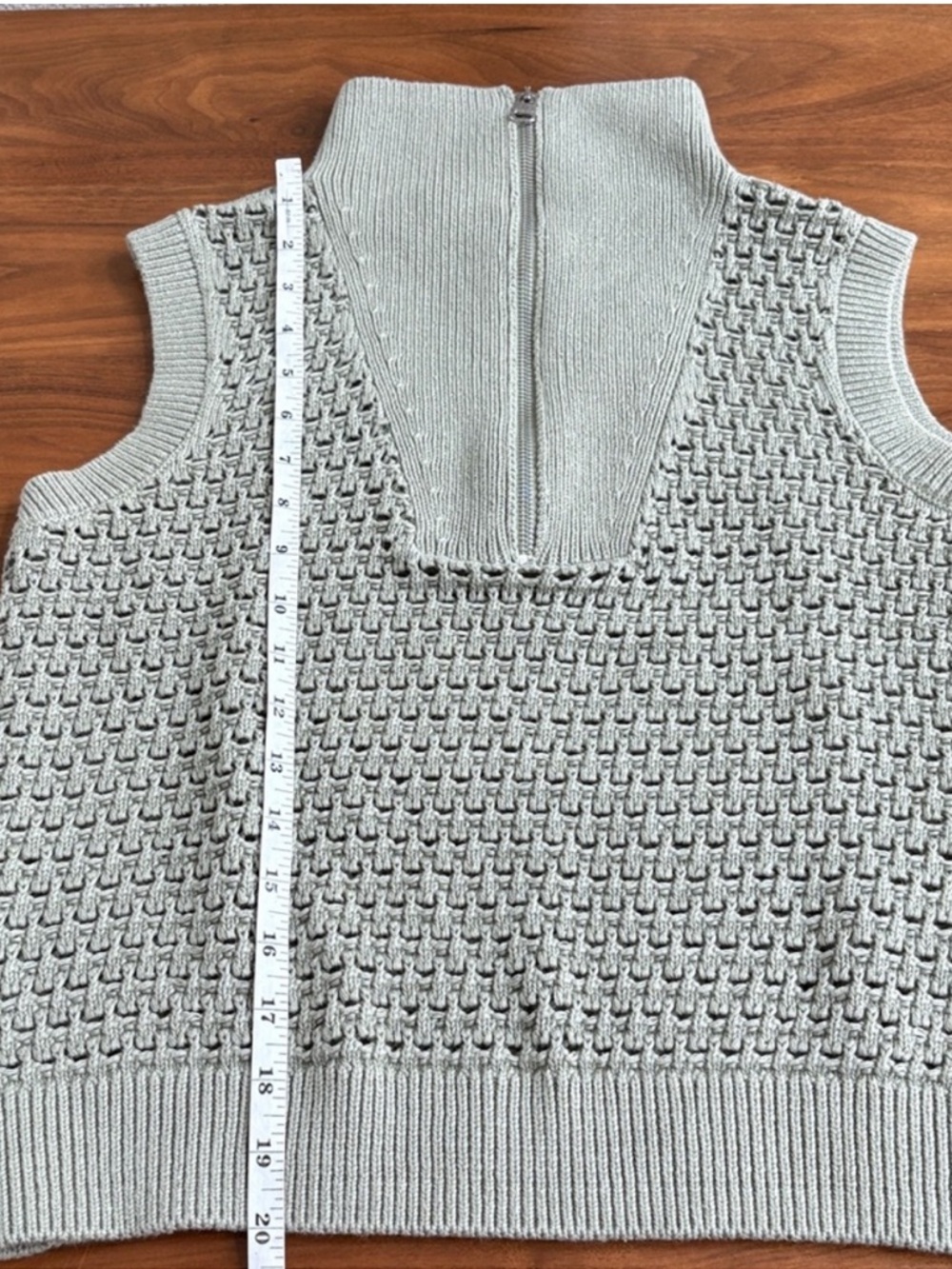 Varley Sleeveless Knit Zip Mock Collar Top in Sage - Picture 5 of 6